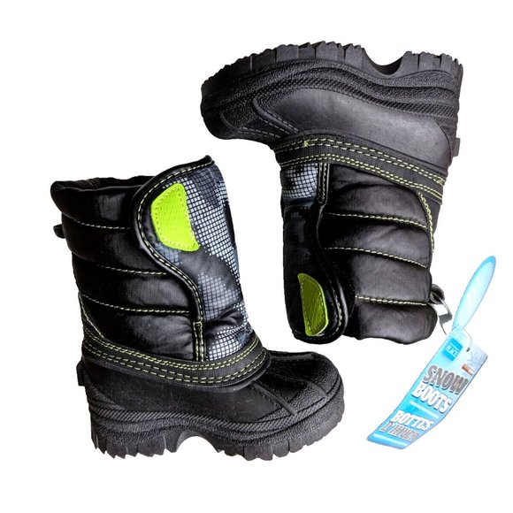 The Children's Place Toddler Boy Snow Boot Padded Winter Quilted CAMO Boot Black - Picture 9 of 10